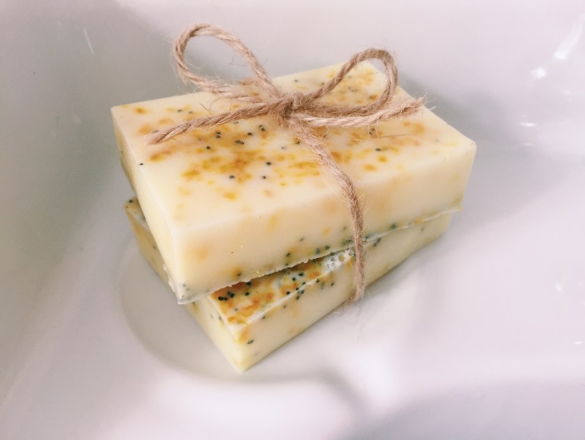 Lemon and poppy seed homemade soap