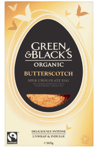 green and blacks fairtrade butterscotch chocolate egg
