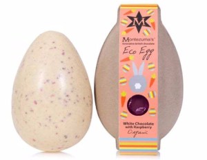 montezumas organic white chocolate with raspberry egg